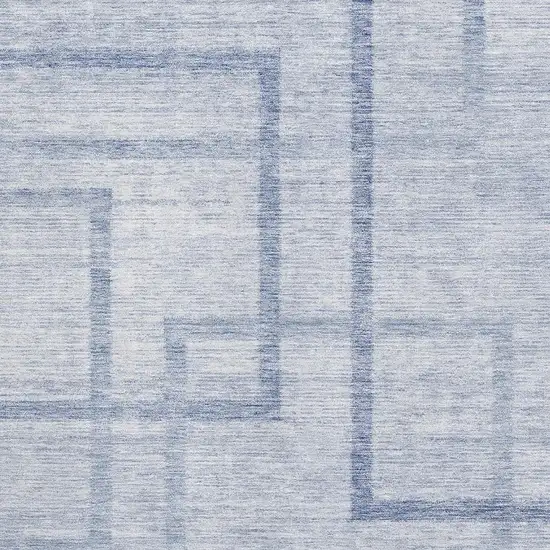 Sky Blue And Ivory Geometric Washable Area Rug With UV Protection Photo 3