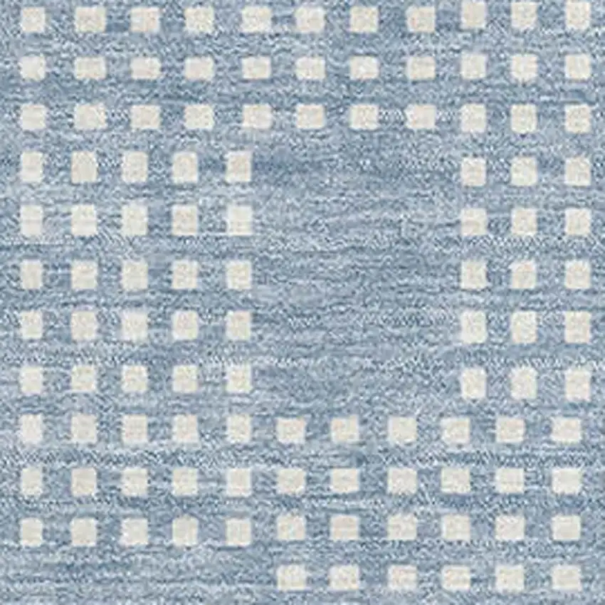 Sky Blue And Ivory Geometric Washable Area Rug With UV Protection Photo 3