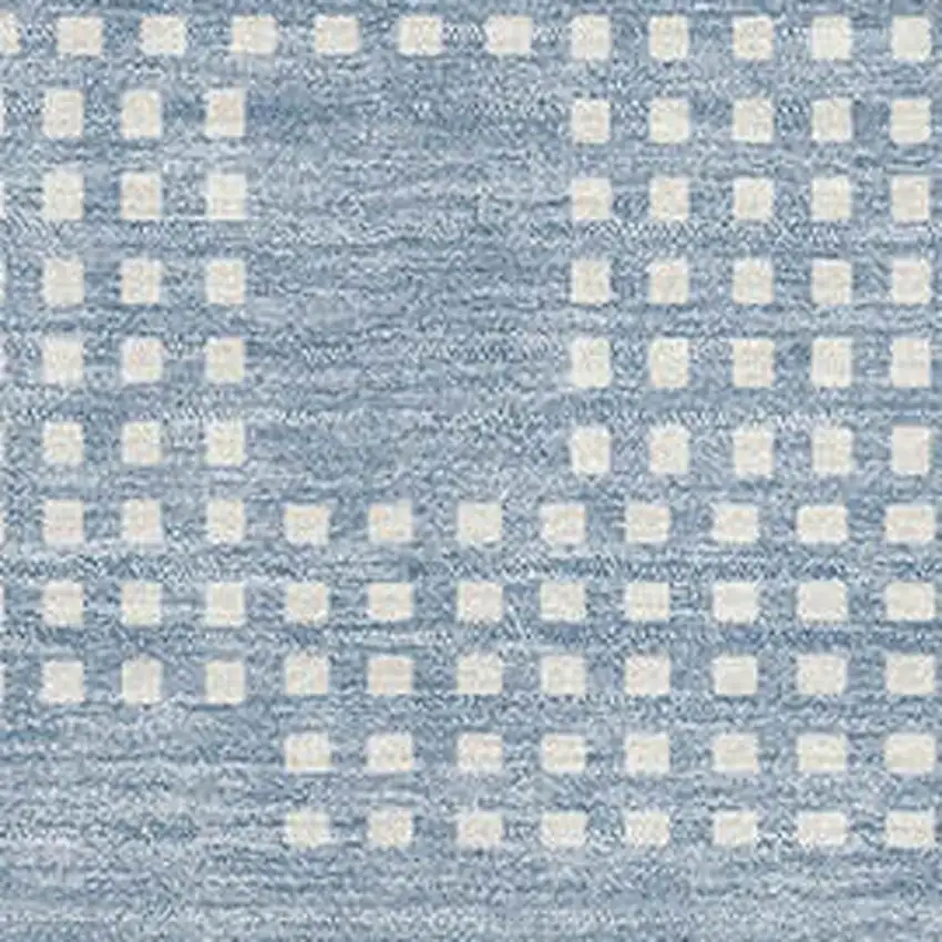 Sky Blue And Ivory Geometric Washable Area Rug With UV Protection Photo 3