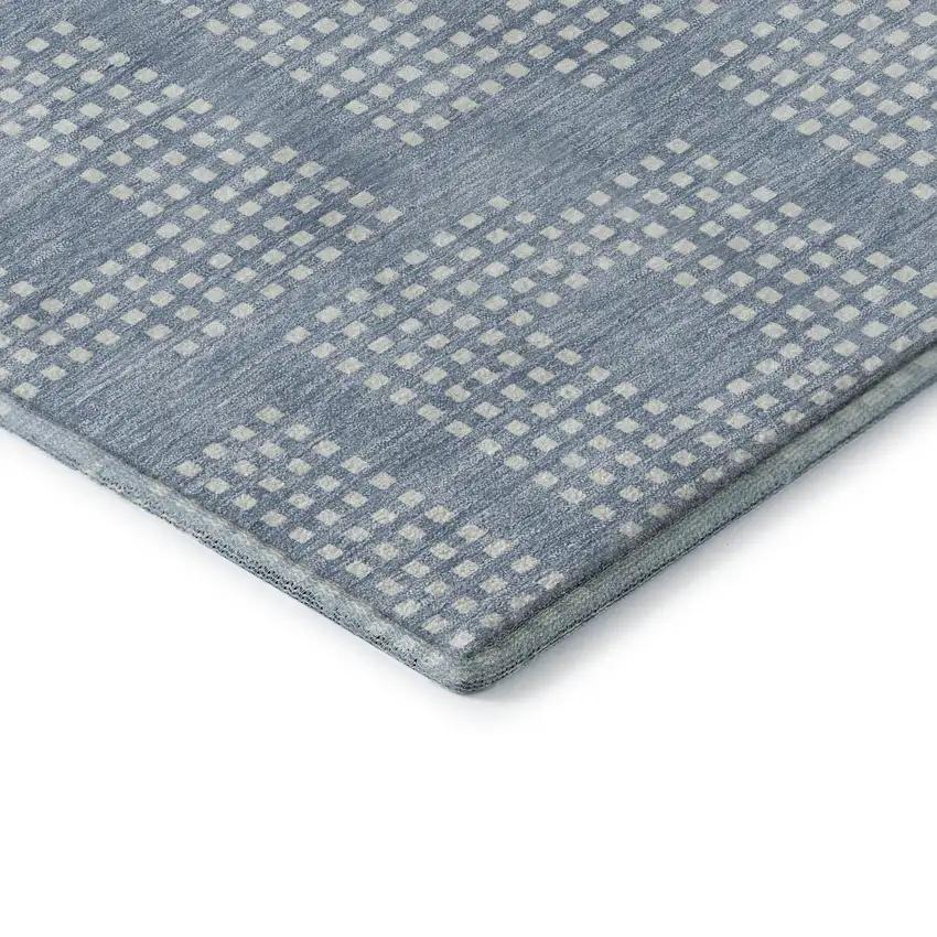 Sky Blue And Ivory Geometric Washable Area Rug With UV Protection Photo 8