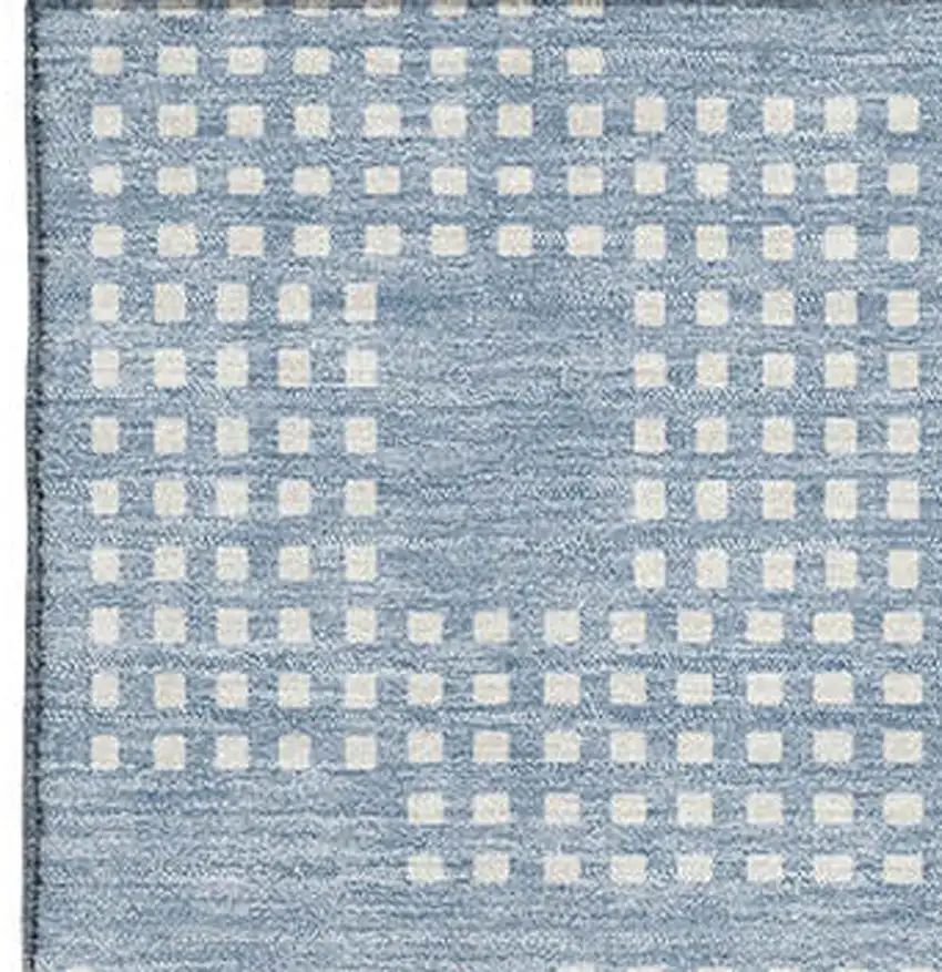 Sky Blue And Ivory Geometric Washable Area Rug With UV Protection Photo 4