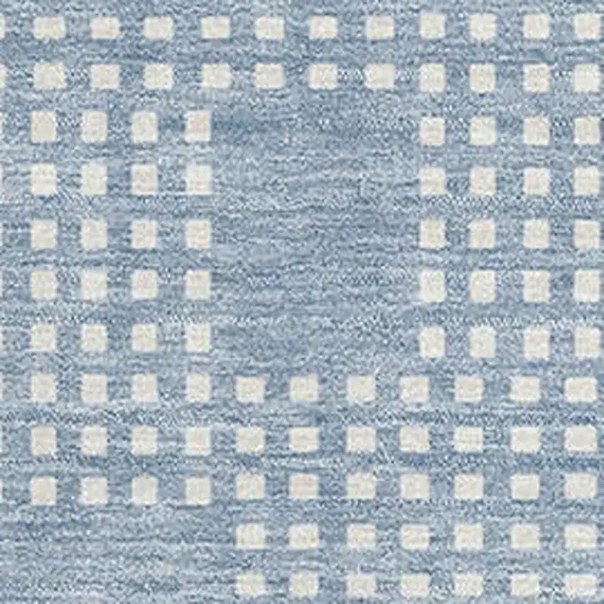 Sky Blue And Ivory Geometric Washable Area Rug With UV Protection Photo 3