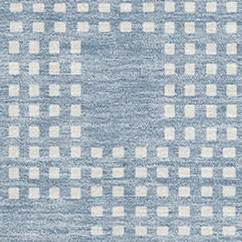 Sky Blue And Ivory Geometric Washable Area Rug With UV Protection Photo 3