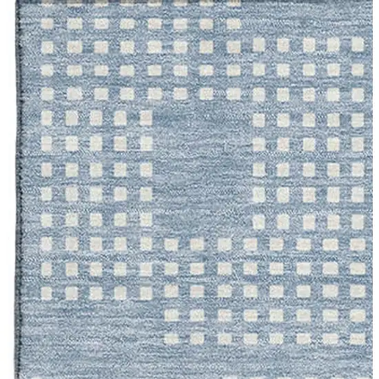 Sky Blue And Ivory Geometric Washable Area Rug With UV Protection Photo 4