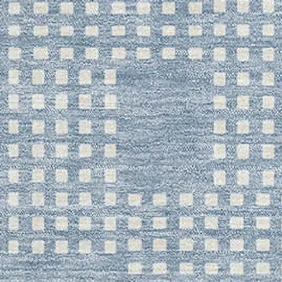 Sky Blue And Ivory Geometric Washable Area Rug With UV Protection Photo 3