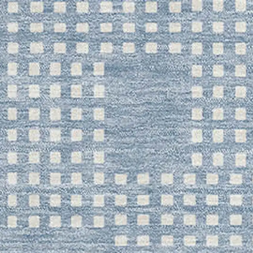 Sky Blue And Ivory Geometric Washable Area Rug With UV Protection Photo 3