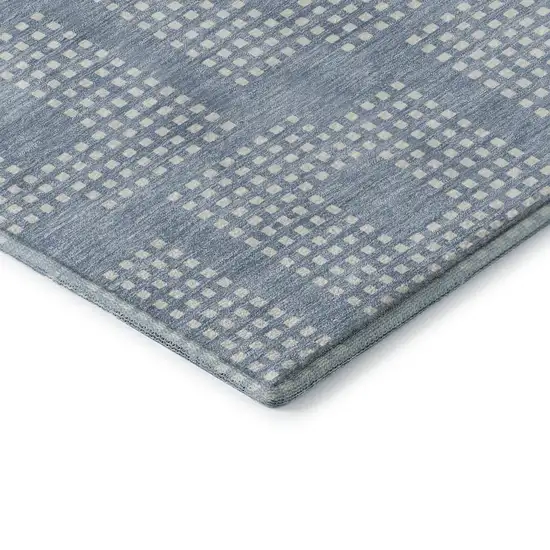 Sky Blue And Ivory Geometric Washable Area Rug With UV Protection Photo 8