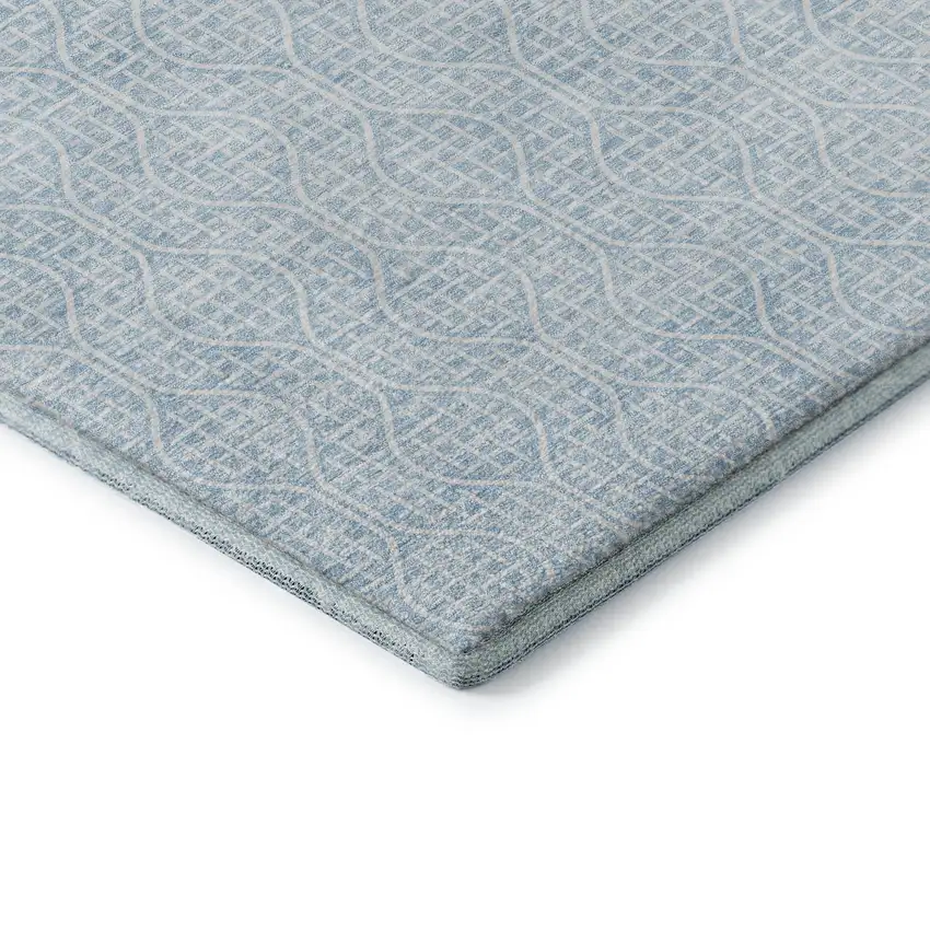 Sky Blue And Ivory Geometric Washable Area Rug With UV Protection Photo 7