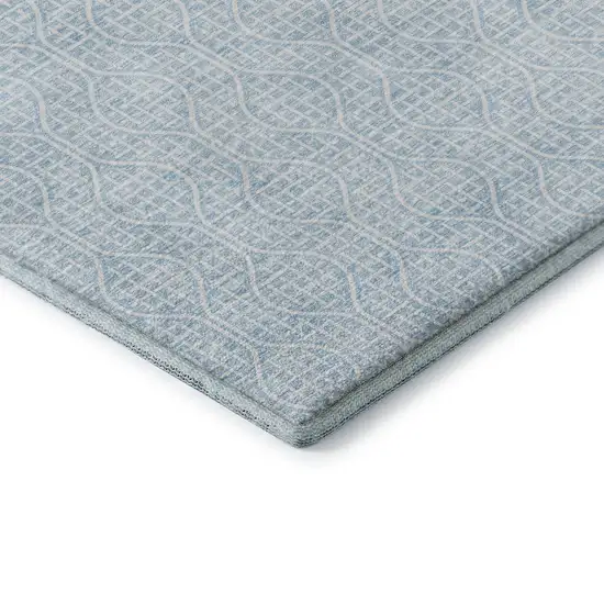 Sky Blue And Ivory Geometric Washable Area Rug With UV Protection Photo 7