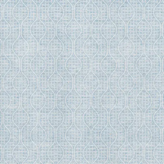 Sky Blue And Ivory Geometric Washable Area Rug With UV Protection Photo 2