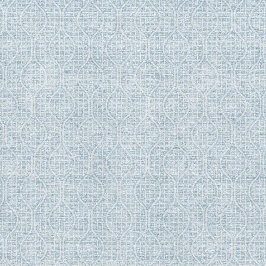 Sky Blue And Ivory Geometric Washable Area Rug With UV Protection Photo 2