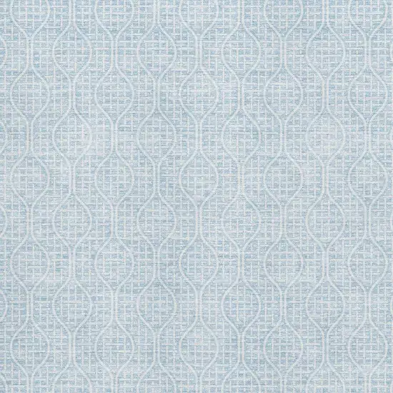 Sky Blue And Ivory Geometric Washable Area Rug With UV Protection Photo 2