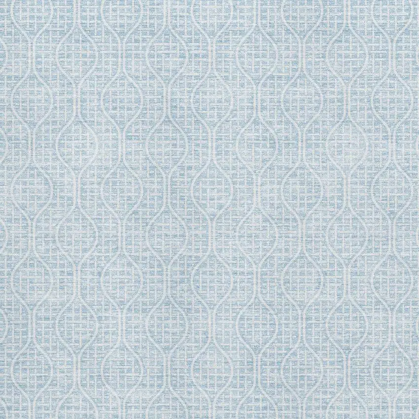 Sky Blue And Ivory Geometric Washable Area Rug With UV Protection Photo 2