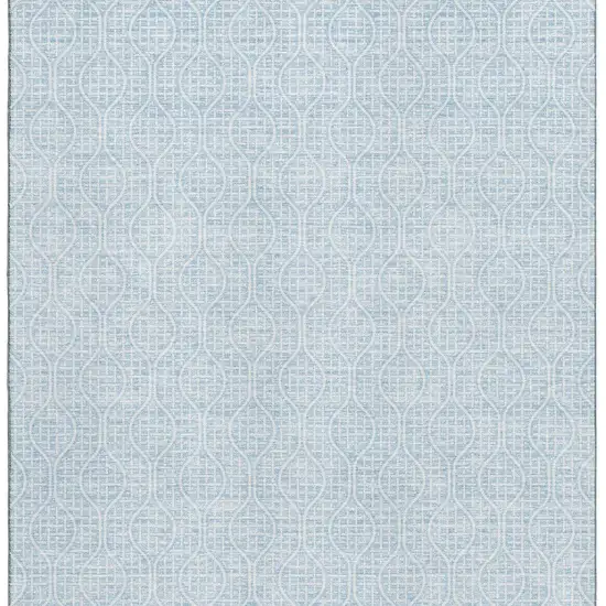 Sky Blue And Ivory Geometric Washable Area Rug With UV Protection Photo 3