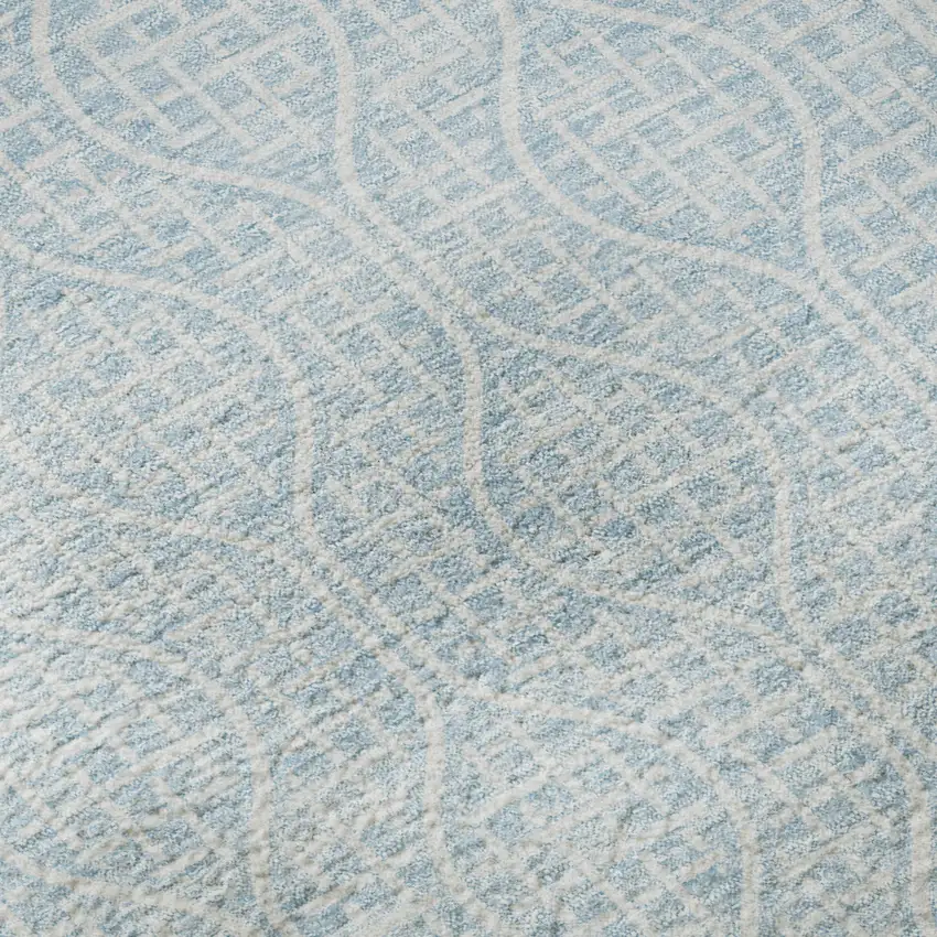 Sky Blue And Ivory Geometric Washable Area Rug With UV Protection Photo 9