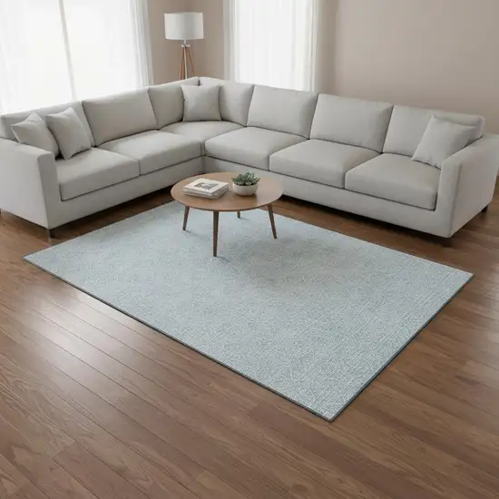 Sky Blue And Ivory Geometric Washable Area Rug With UV Protection Photo 2