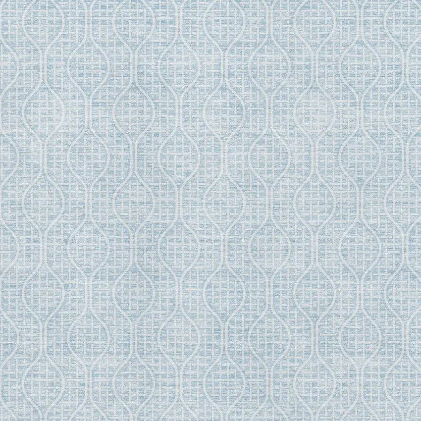 Sky Blue And Ivory Geometric Washable Area Rug With UV Protection Photo 2