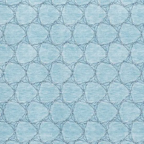 Sky Blue And Ivory Geometric Washable Area Rug With UV Protection Photo 2