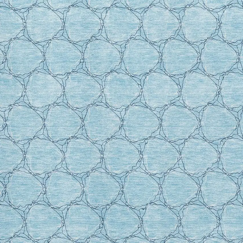 Sky Blue And Ivory Geometric Washable Area Rug With UV Protection Photo 2
