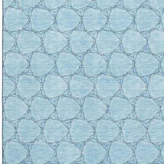 Sky Blue And Ivory Geometric Washable Area Rug With UV Protection Photo 2
