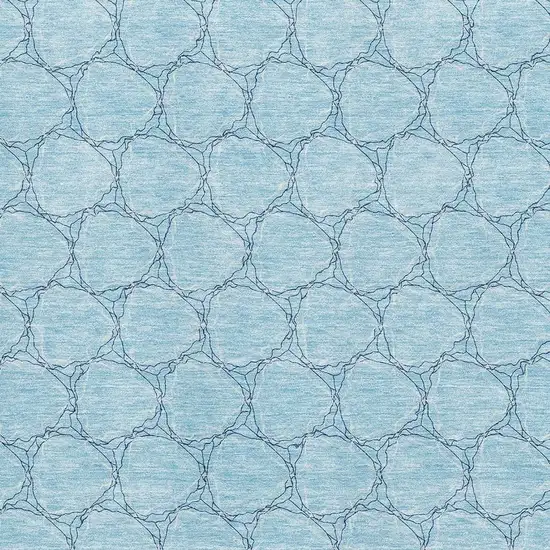 Sky Blue And Ivory Geometric Washable Area Rug With UV Protection Photo 2
