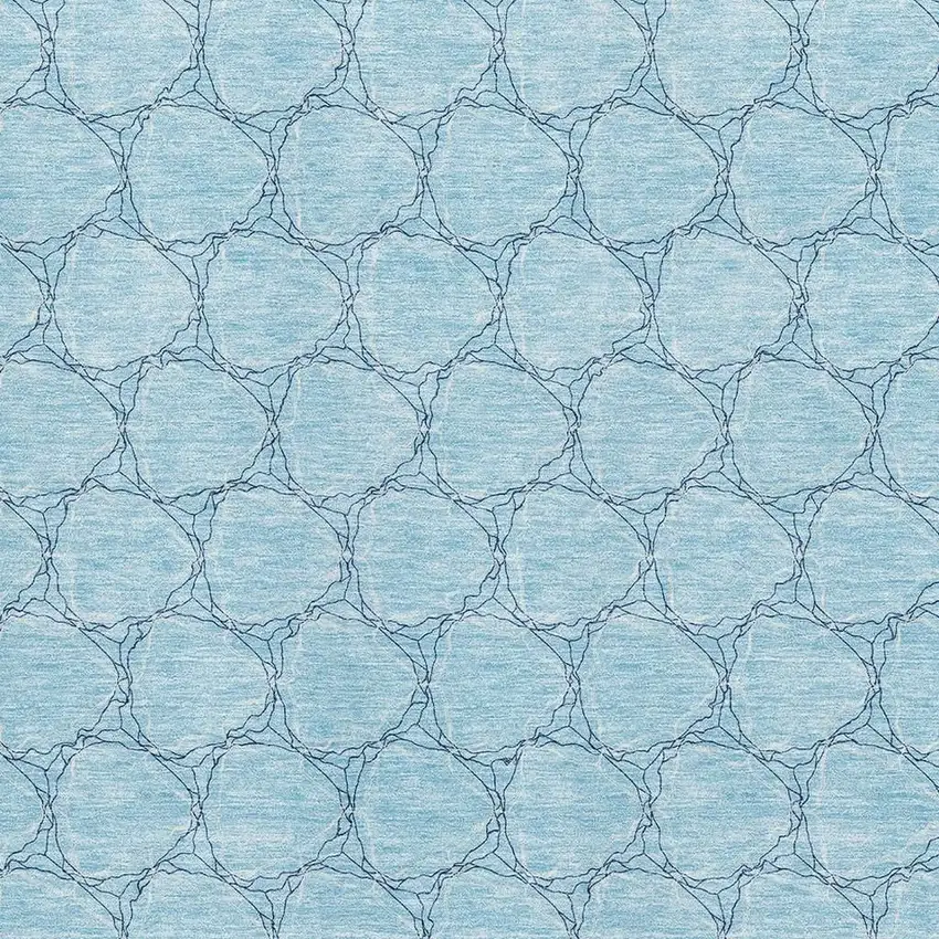 Sky Blue And Ivory Geometric Washable Area Rug With UV Protection Photo 2