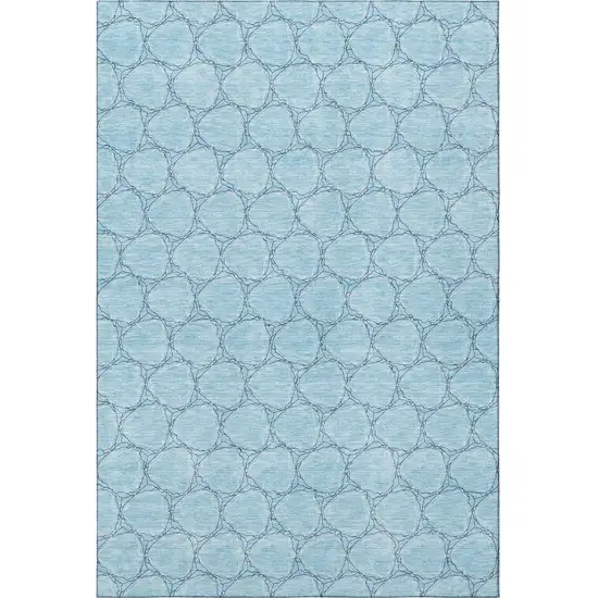 Sky Blue And Ivory Geometric Washable Area Rug With UV Protection Photo 2