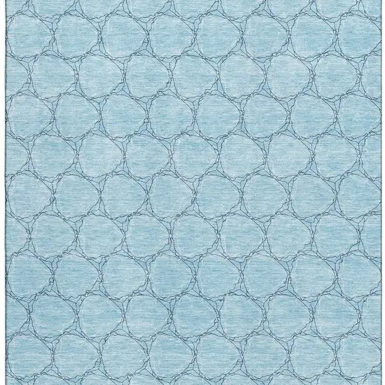 Sky Blue And Ivory Geometric Washable Area Rug With UV Protection Photo 3