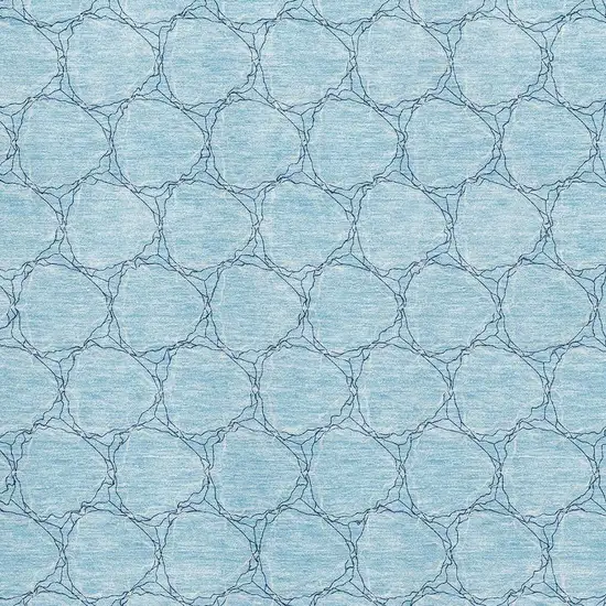 Sky Blue And Ivory Geometric Washable Area Rug With UV Protection Photo 2