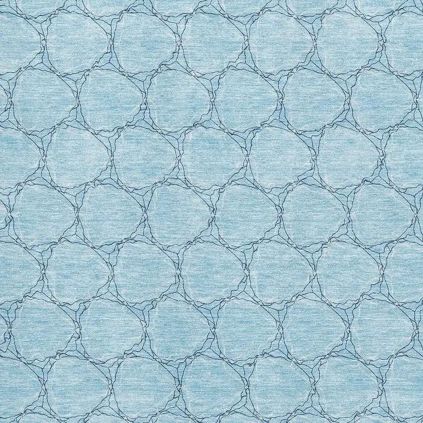 Sky Blue And Ivory Geometric Washable Area Rug With UV Protection Photo 2
