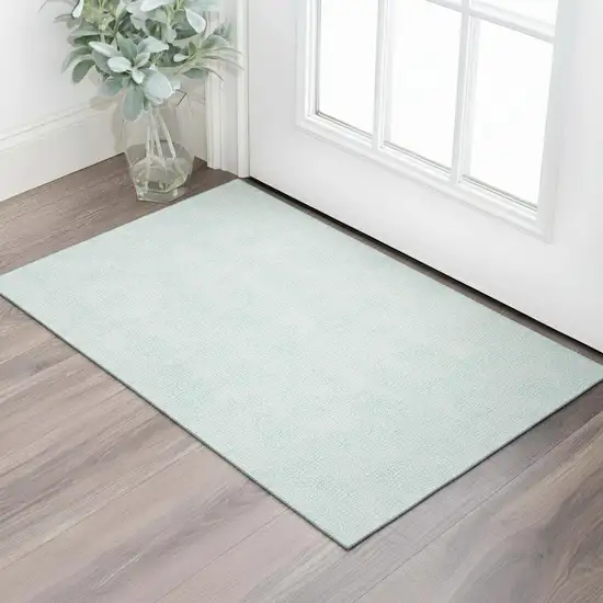 Sky Blue And Ivory Geometric Washable Area Rug With UV Protection Photo 2