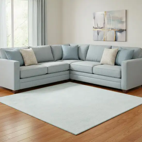 Sky Blue And Ivory Geometric Washable Area Rug With UV Protection Photo 2