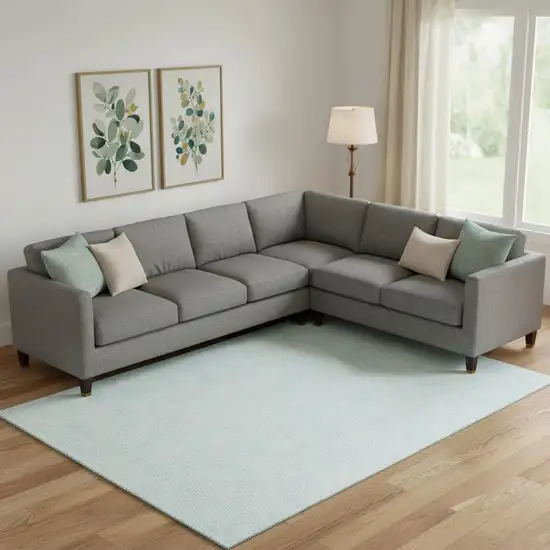 Sky Blue And Ivory Geometric Washable Area Rug With UV Protection Photo 2