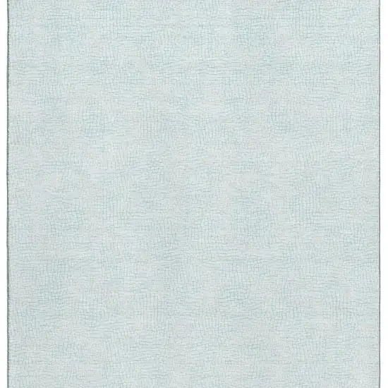Sky Blue And Ivory Geometric Washable Area Rug With UV Protection Photo 3