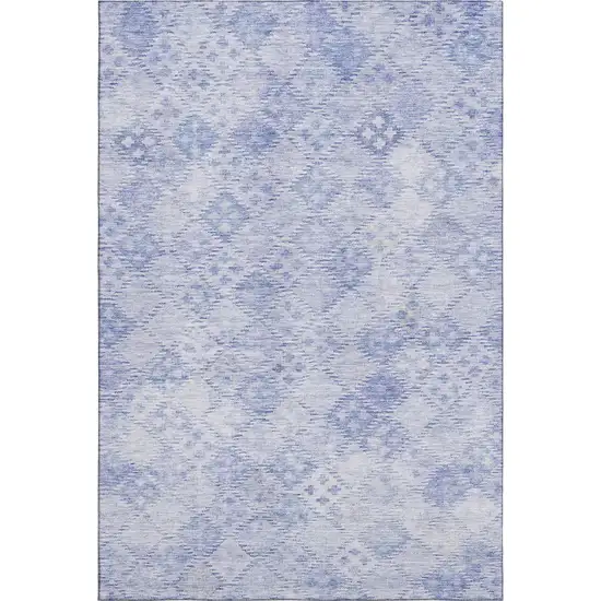 Sky Blue And Ivory Geometric Washable Area Rug With UV Protection Photo 5