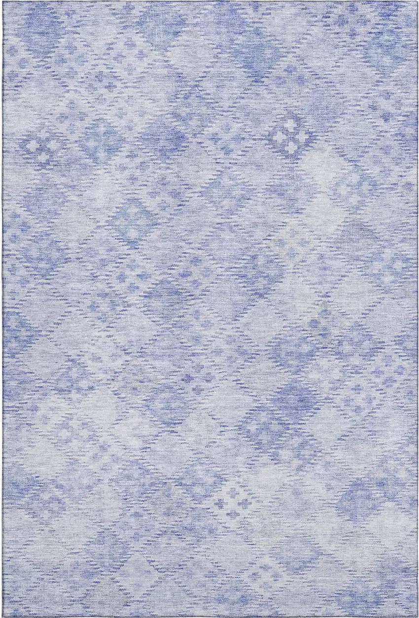 Sky Blue And Ivory Geometric Washable Area Rug With UV Protection Photo 5