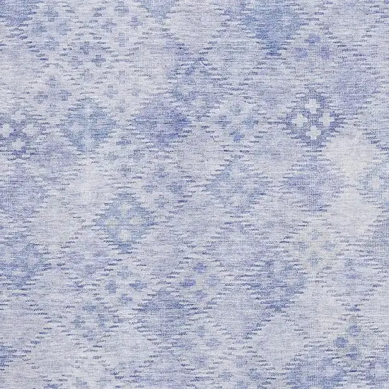 Sky Blue And Ivory Geometric Washable Area Rug With UV Protection Photo 3