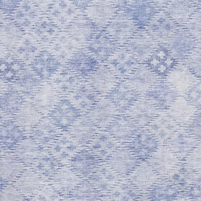 Sky Blue And Ivory Geometric Washable Area Rug With UV Protection Photo 3