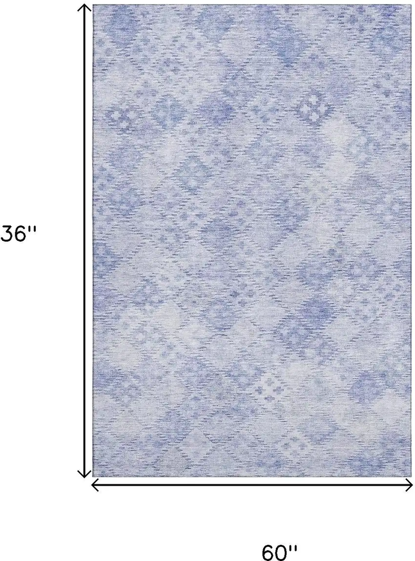 Sky Blue And Ivory Geometric Washable Area Rug With UV Protection Photo 9