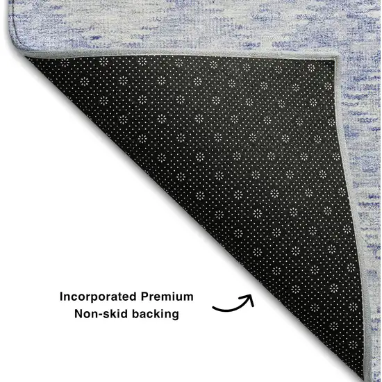 Sky Blue And Ivory Geometric Washable Area Rug With UV Protection Photo 6