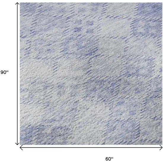 Sky Blue And Ivory Geometric Washable Area Rug With UV Protection Photo 9