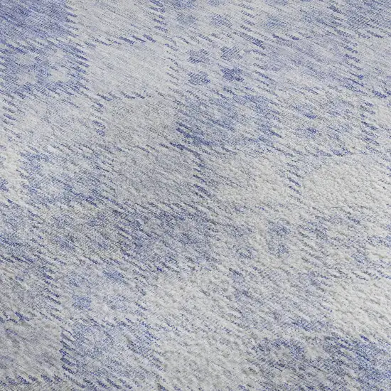 Sky Blue And Ivory Geometric Washable Area Rug With UV Protection Photo 2