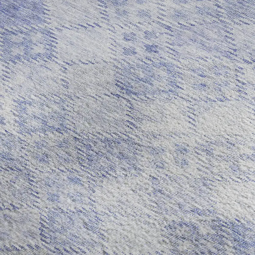 Sky Blue And Ivory Geometric Washable Area Rug With UV Protection Photo 2