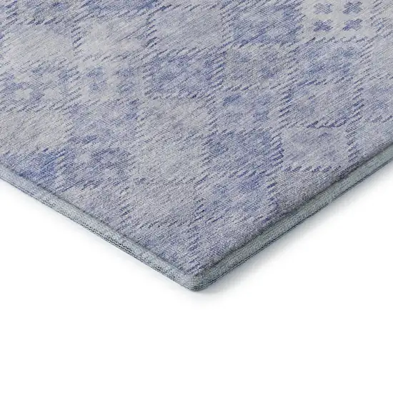Sky Blue And Ivory Geometric Washable Area Rug With UV Protection Photo 7