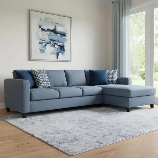 Sky Blue And Ivory Geometric Washable Area Rug With UV Protection Photo 2