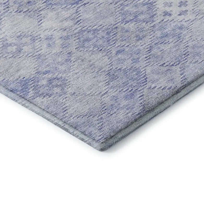 Sky Blue And Ivory Geometric Washable Area Rug With UV Protection Photo 7