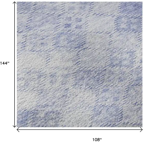 Sky Blue And Ivory Geometric Washable Area Rug With UV Protection Photo 9