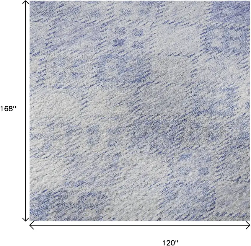 Sky Blue And Ivory Geometric Washable Area Rug With UV Protection Photo 9