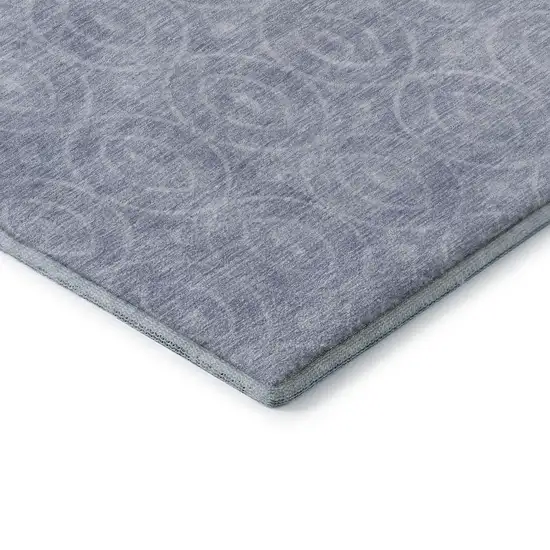 Sky Blue And Ivory Geometric Washable Area Rug With UV Protection Photo 7