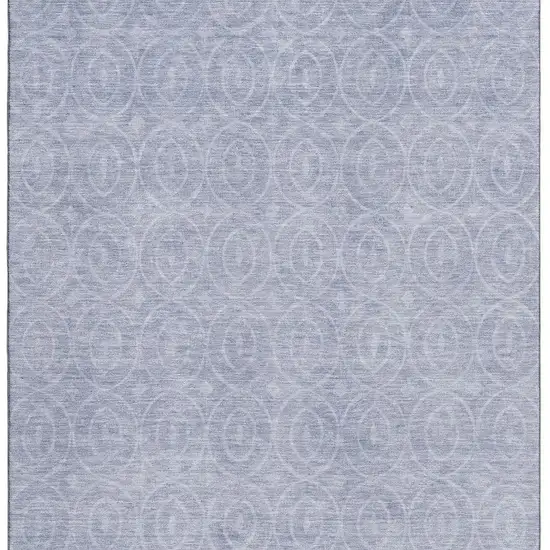 Sky Blue And Ivory Geometric Washable Area Rug With UV Protection Photo 3